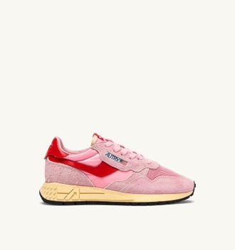 Autry SNEAKERS REELWIND LOW IN NYLON E SUEDE PINK CHERUB E FLAME SCARLET
