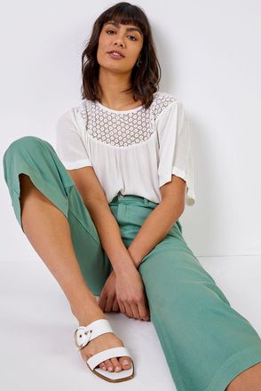 Roman Wide Leg Stretch Denim Cropped Culottes