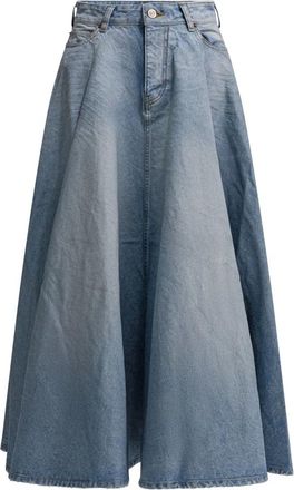 Balenciaga Denim Skirts, female, Blue, Size: XS Godet Maxi Skirt