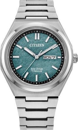 Citizen Zenshin Three-Hand Super Titanium Bracelet Watch, 39mm in Silver-Tone Green at Nordstrom