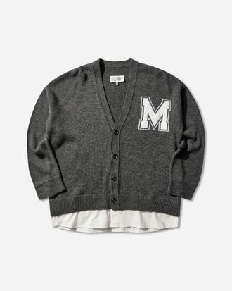 Maison Margiela Men s Two-in-One Knit Cardigan Dark Grey Melange