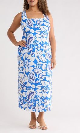 Sugarlips Ronan Floral Troy Maxi Dress in Blue-White at Nordstrom, Size 3 X
