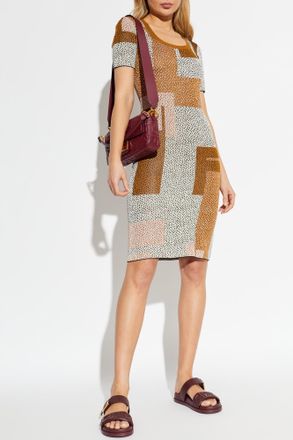 Fendi Patterned Dress, Womens, Brown