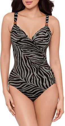 Miraclesuit Zirconic Siren One-Piece Swimsuit in Black/White at Nordstrom, Size 14