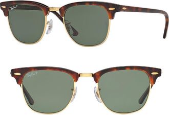 Ray-Ban Classic Clubmaster 51mm Polarized Sunglasses in Red Havana at Nordstrom