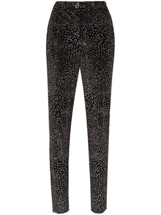 Genny animalier velvet trousers - Black