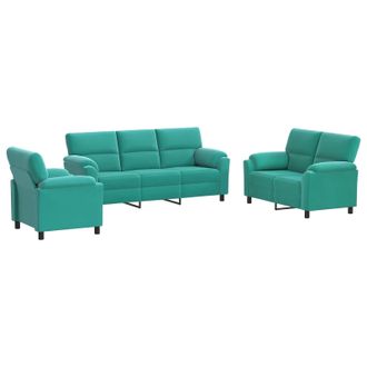 vidaXL Set Di Divani 3 Pcs Turchese Velluto Vidaxl