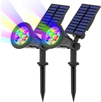 OEM Juego De 2 Luces Solares Led Con 7 Colores Cambiantes, Resistentes Al Agua Ip67, Foco Ajustable De 180&deg; Para Jard&iacute;n Y Caminos Exteriores