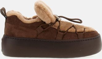 Roger Vivier Quilted Brown Sneakers with Decorative Buckle Detail