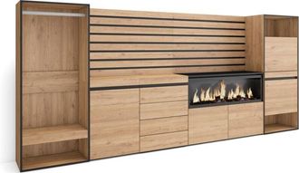 Skraut Home Aparador, Con almacenamiento, 334x145x35 cm, Dormitorio, habitación, Chimenea eléctrica xxl, Cómoda, Cajonera, Zapatero, Vestidor abierto, Estilo