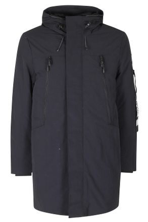 Outhere Technical Cotton Long Parka with Front Zip Closure and Hood