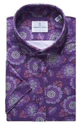 Emanuel Berg 4Flex Modern Fit Knit Dress Shirt in Medium Purple at Nordstrom Rack, Size X-Large