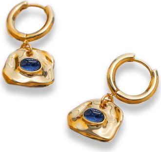 Classicharms Aria Gemstone Hoop Drop Earrings in Gold/royal Blue at Nordstrom