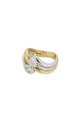 Bespoke 18ct yellow gold, white gold & white diamond dress ring 52EU