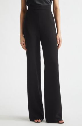 Max Mara High Waist Cady Straight Leg Pants in Black at Nordstrom, Size 14