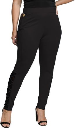 Standards & Practices Interlaced Mesh Detail Leggings in Black at Nordstrom, Size 1X