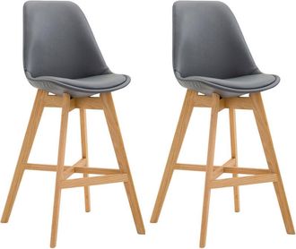 Clp Set De 2 Taburetes Cannes En Simil Cuero Gris Natural