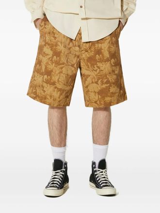 Thisisneverthat logo-floral shorts - men - Cotton - L - Brown