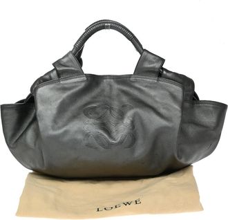 Loewe Anagram Logo Nappa Aire Hand Leather Gray Leather Handbag (Pre-Owned)
