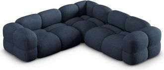 Cosmopolitan Design Sof&aacute; esquinero sim&eacute;trico 4 plazas tejido estructural azul oscuro