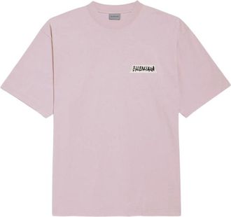 Balenciaga Masking-.tape Medium-fit T-shirt In Dusty Pink