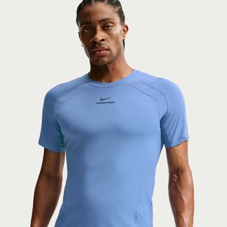 Nike Mens Nike Pro Training Dri-FIT ADV Short-Sleeve Top in Blue | IF2214-459