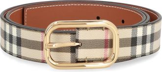 Burberry Geruit Riem met Goudkleurige Gesp - Dames - Riemen - Veelkleurig - S - Katoen - Accessoires