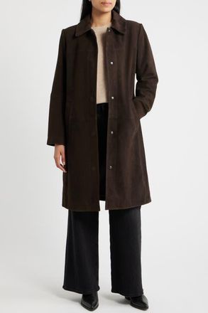 Bernardo Long Suede Coat in Dark Brown at Nordstrom, Size Xx-Large