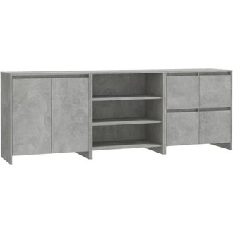 vidaXL Aparador De 3 Piezas Madera Manufacturada Gris Hormig&oacute;n Vidaxl