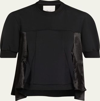 3.1 Phillip Lim Satin Combo Flounce Top