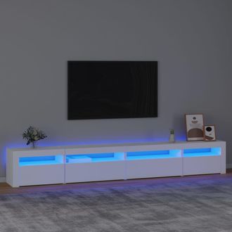 Berkfield Home TV Cabinet with LED Lights White 270x35x40 cm | Size: 270 x 35 x 40 cm