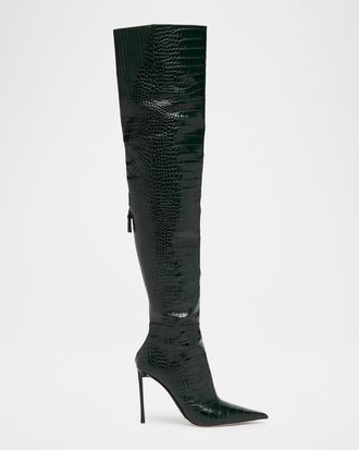 Tom Ford Vertigo 105MM Croc-Embossed Leather Boots
