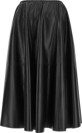 Alberta Ferretti Leather Flared Skirt - Black