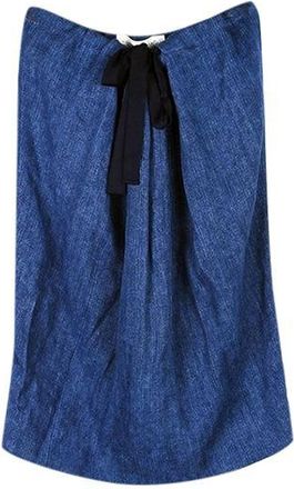 Victoria Beckham Blue linen drawstring waist skirt Size S