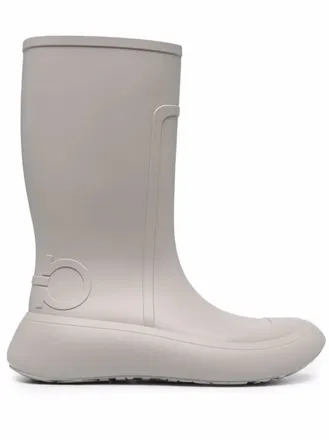 Ferragamo Mens Gancini Detail Rain Boots In Light Grey