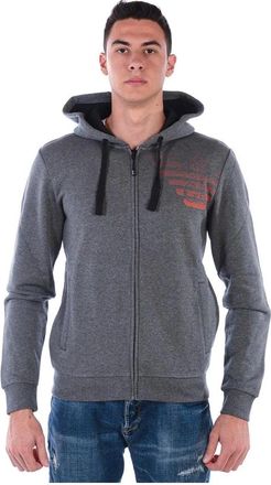 Emporio Armani Sweatshirt Hoodie met ritssluiting - Heren - Vesten met rits - Grijs - L - Katoen - Hoodies & sweatvesten