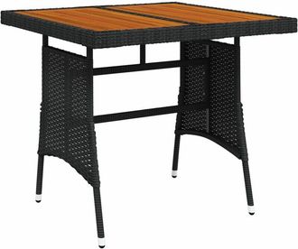 vidaXL Garden Table Black 70x70x72 cm Poly Rattan & Solid Acacia Wood vidaXL