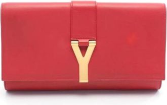 Saint Laurent Pre-owned Clutches, female, Red, Size: ONE SIZE Pre-owned Leather Clutch