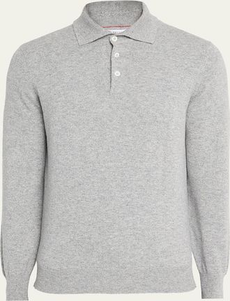 Brunello Cucinelli Mens Premium Cashmere Polo Sweater