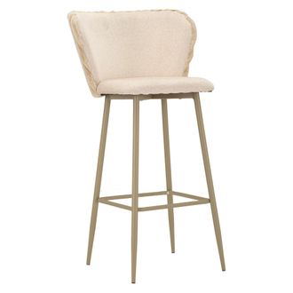 Dmora Set De 2 Taburetes Kalpa, Tapizados Con Respaldo, Altura De Asiento 77 Cm, 55x58x106h Cm Blanco Crema