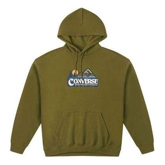 Converse Elevated Logo Graphic OS Heavyweght Hoodie Olive Green 10026526-A02