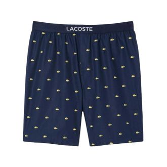 Lacoste Heren Pyjamashort met Popeline Herhaal Logo (Marine)