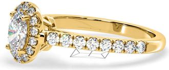 The Diamond Store Georgina GIA Oval Diamond Halo Engagement Ring 18K Gold 1.30ct G/Vs2