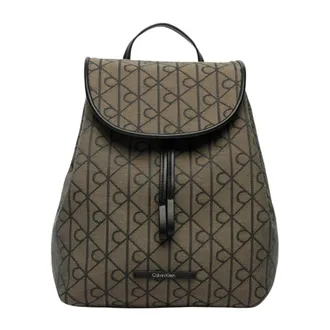 Calvin Klein Zaino con patta e logo jacquard Emblem - - Bags - Donna - Beige - ONE SIZE