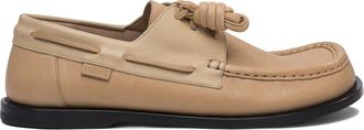 Loewe Mens Campo Laced Loafers - Beige Leather - Size EU 44