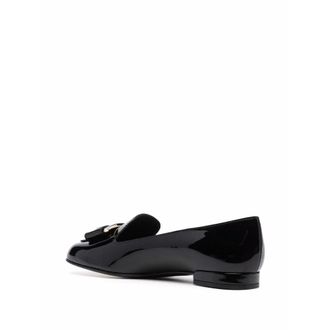 Ferragamo Gancini Bow-Embellished Loafer - Black