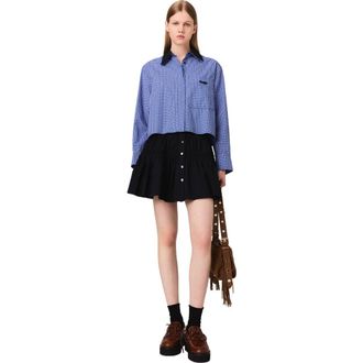 Maje Removable collar rhinestone shirt in Blue Rhinestoned Tiles Print at Nordstrom, Size X-Small