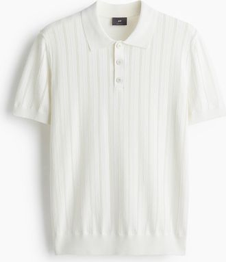 H&M Poloshirt mit Struktur in Regular Fit - White