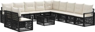 vidaXL Conjunto De Sof&aacute;s De Jard&iacute;n 12 Uds. Negro Rat&aacute;n Sint&eacute;tico Vidaxl