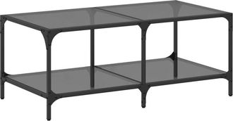 vidaXL Vidaxl - Coffee Table with Black Glass Top 98.5x50x40 cm Steel